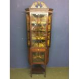 Edwardian corner display unit with glazed top & middle sections 218 cm