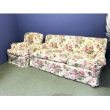 Good quality traditional 3 seater sofa & chair upholstered in floral fabric