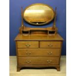 Dressing table with 2 long & 2 short drawers with oval hanging mirror 107 x 158 cm