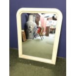 Modern over mantle mirror white painted frame 112 x 87 cm