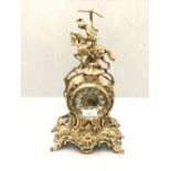 Decorative mantel clock with horse & rider finial 37 x 21 cm