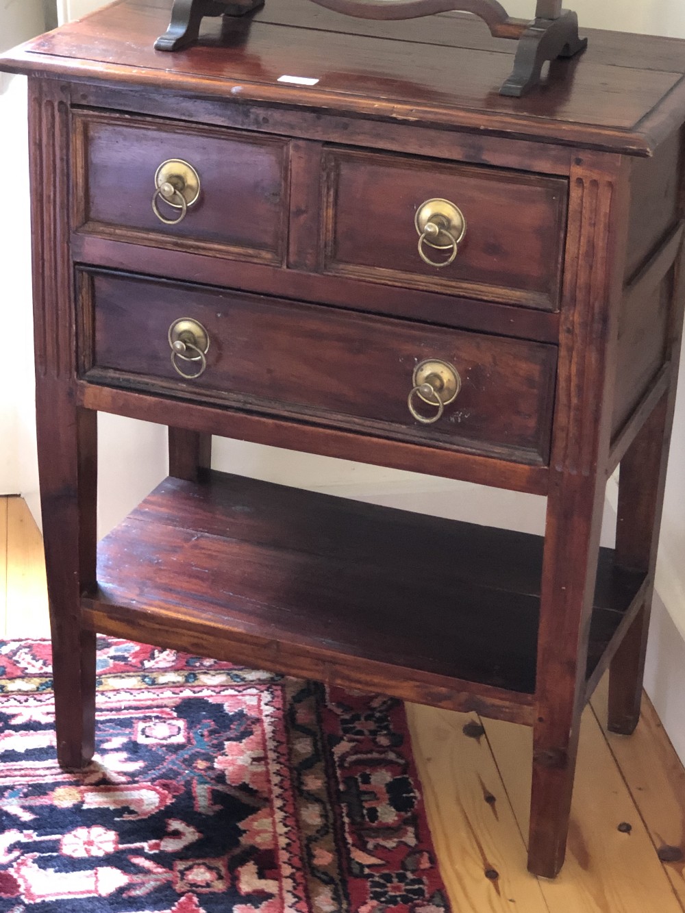 Contemporary small side table with 2 short above 1 long drawer 84 X 62 cm