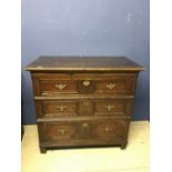 C19th 3 drawer moulded oak chest 103 x 57 x 97 cm