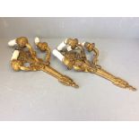 Pair of ormolu wall lights (44 cm) decorated with swags & leaves