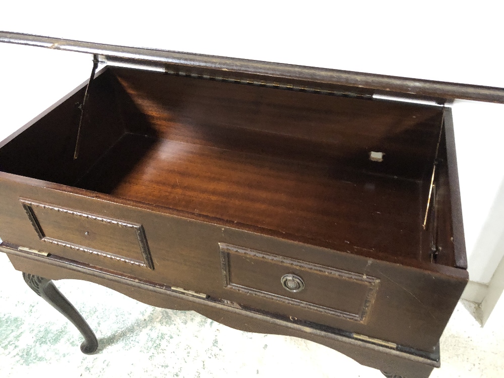 Late Victorian Beech framed fireside chair on turned legs to castors, upholstered in a beige & - Image 2 of 4