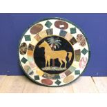 Caracas round marble table top with central horse 68 cm dia