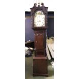 Late C18/19th cross banded oak & mahogany log case clock with a painted dial, date aperture,