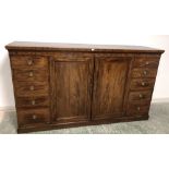 Good quality Edwardian large inlaid mahogany & oak lined clothes press with 2 central doors