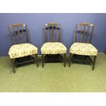 set of 3 C19th chairs with prince of wales decoration