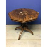 Good Victorian rosewood octagonal occasional table (76 cm) with inlaid stringing on a quadruple