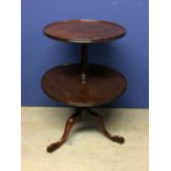 George III mahogany 2 tier circular dumb waiter on tripod base