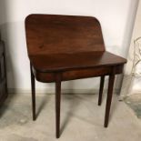 Mahogany fold over card table on 4 tapered legs 89 w X 90 cm (open)