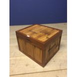 Bamboo & mahogany tuck box with hinged lid 45 x 31 cm