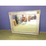 Rectangular silvered framed wall mirror 98 x 124 cm