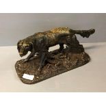 Bronze of a Setter in naturalistic setting signed PJ MENE 15 cm