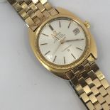 Gentlemans gold plated automatic date wristwatch, signed, Omega automatic chronometer officialy