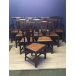 Set of 10 (8 & 2) Chippendale style mahogany dining chairs with tan leather drop in seats