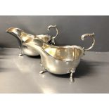 Matched pair of hall marked silver sauceboats London 1917 HW & Co Ltd & Birmingham 1918 by HW & Co