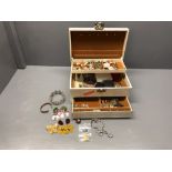 Collection of costume jewellery & 9ct gold bracelet plus yellow metal charm