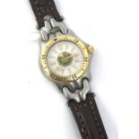 Ladies Tag Heuer stainless steel & yellow metal wristwatch with white dial with gold batons, central