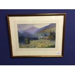 Emily Mary Bibbens Warren (1870-1956) "Watercolour of cottage & mountain landscape", signed lower