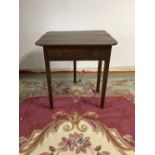 Good small oak foldover leaf side table with a single drawer opening to a square 75 cm, Oak