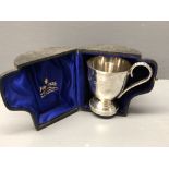 Plated christening cup by Mappin & Webb in fitted box