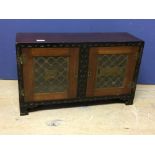 Middle Eastern hardwood table cabinet with a pair mahogany glazed doors 63 cm