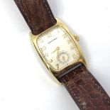 Yellow metal Hamilton quartz movement wristwatch on brown leather strap