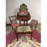 Small Victorian demi lune dressing table with decorative mirror above 90 W cm, dressing table