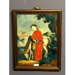 Chinese C19th reverse painting on glass, framed 39x29 cm