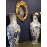 Pair of giant blue & white floor vases 157 cm tall