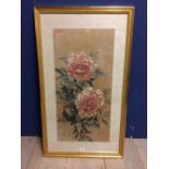 Chinese C20th watercolour, peony, Fei Cheng Wu (1911-2000), 72x35.5 cm