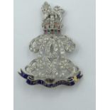 NO ONLINE BIDDING LOTS 1-30. Unmarked white & yellow metal Life Guards Regimental style badge