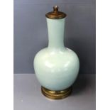 Chinese Celadon onion shaped lamp base 42 cm