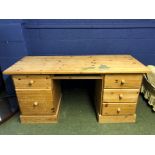 Twin pedestal pine writing desk 154l cm