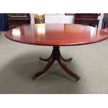 Mahogany single pedestal dining table, purchased in the 1970's and attributed to William Tillman,