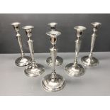 Set of 6 Adams style sterling silver candlesticks Sheffield 1900 by Fordham & Faulkner with