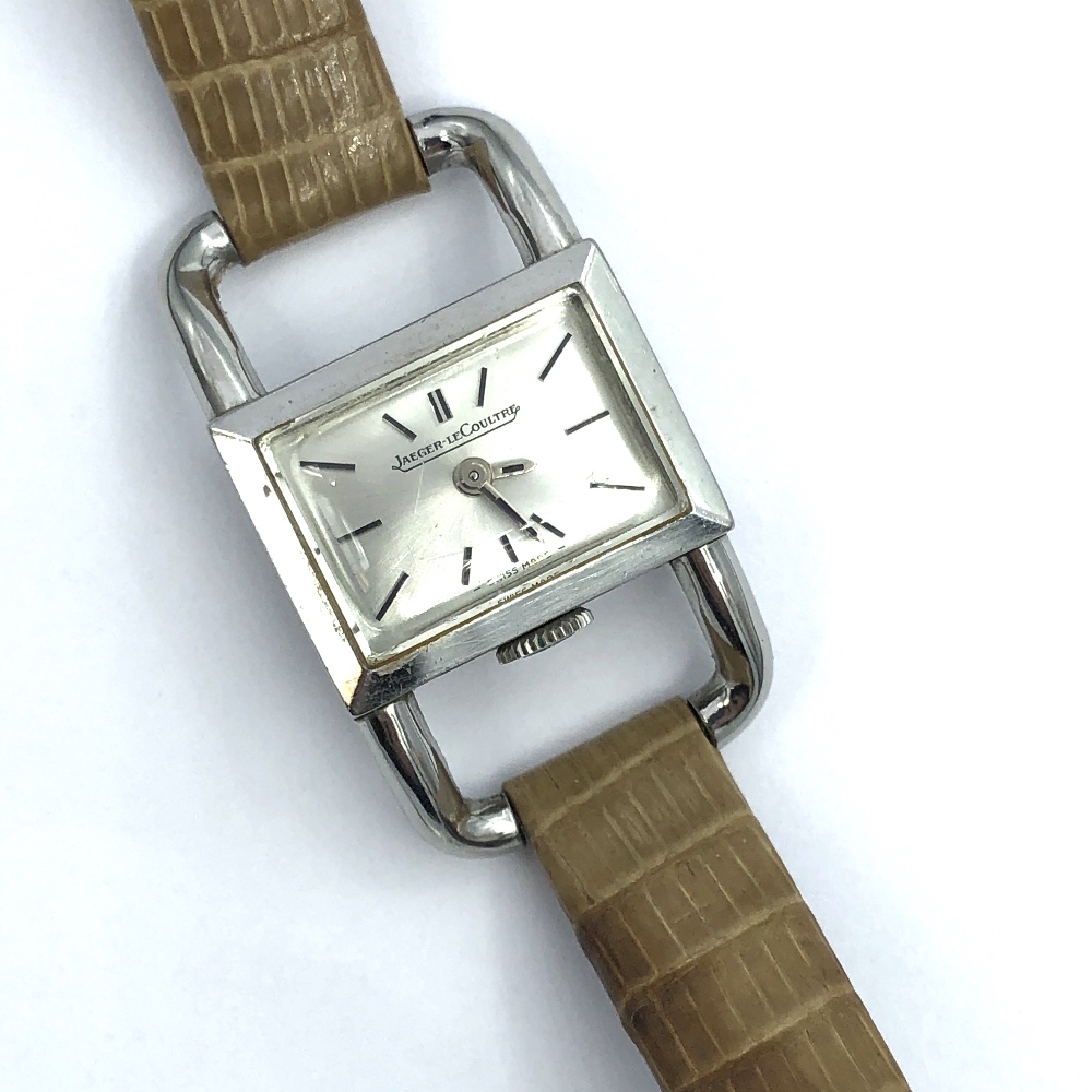 Jaegar Le Coultre white metal, wide lug drivers watch numbered '1406830' 1670.42 - Image 3 of 3