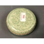 Chinese Celedon circular lidded pot 10.5 cm