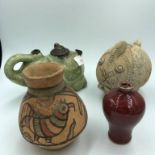 4 Oriental items including waterpots