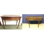 Reproduction mahogany serpentine front side table with fitted drawer 92 x 44 cm & Edwardian 'D'