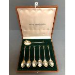 Danish sterling silver set of 6 teaspoons & a caddy spoon by W&S Sorensen in fitted box
