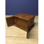 Good solid oak cutlery canteen of 4 long graduated drawers, presentation plaque dated 1897