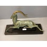 Art Deco bronze of a recumbent Gazelle on a marble base 37 x 22 cm