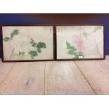 Chinese C17th a pair of paintings, flowers 29.5x43 cm