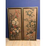 Chinese C19th a pair of watercolours 145x54 cm