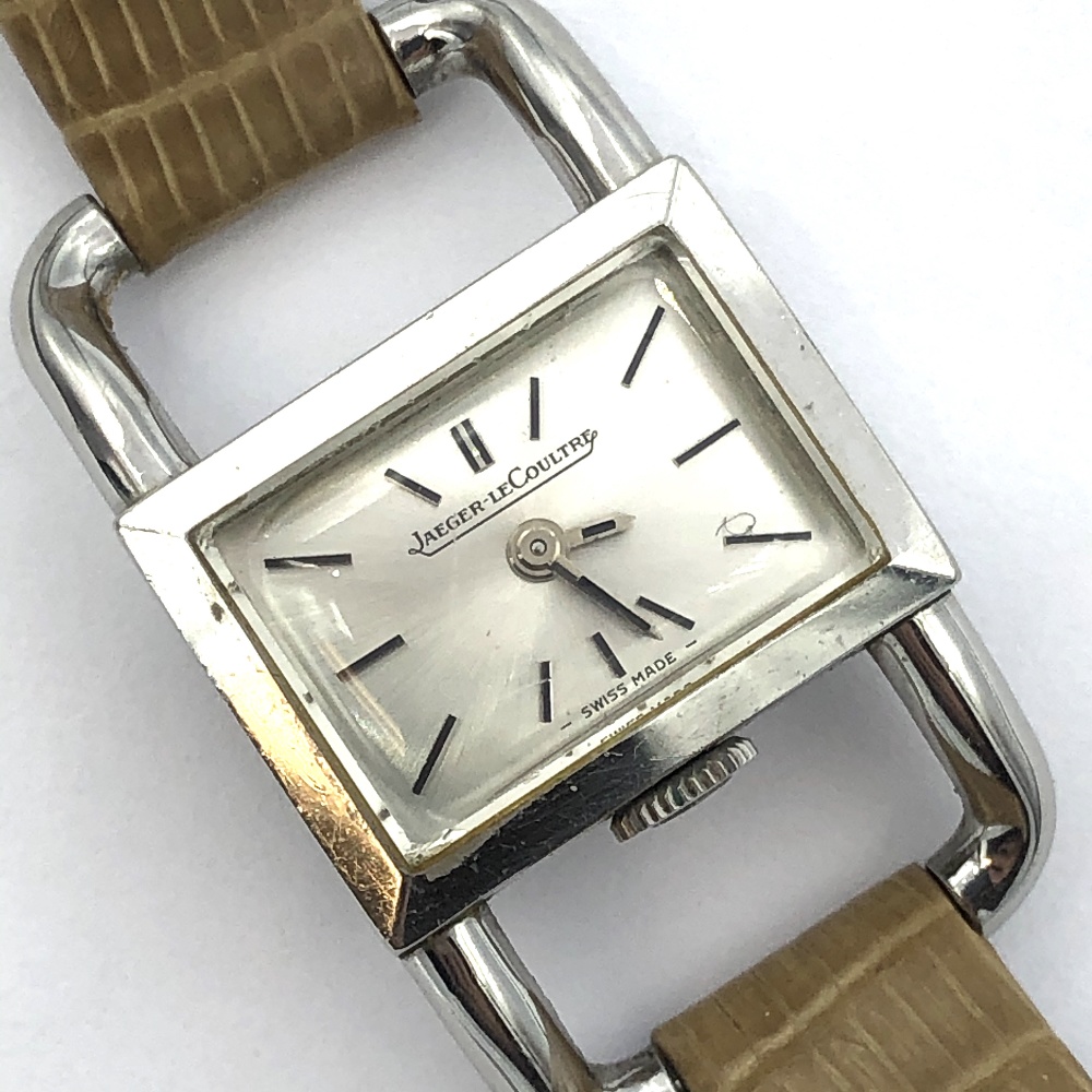 Jaegar Le Coultre white metal, wide lug drivers watch numbered '1406830' 1670.42