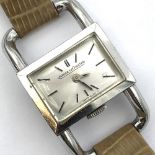 Jaegar Le Coultre white metal, wide lug drivers watch numbered '1406830' 1670.42