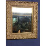 Small rectangular wall mirror & tapestry fire screen